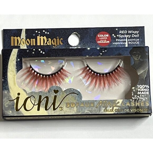 Ioni 3D Faux Mink Lashes – Red Wispy Spikey Doll Moon Magic Handmade - Picture 1 of 6